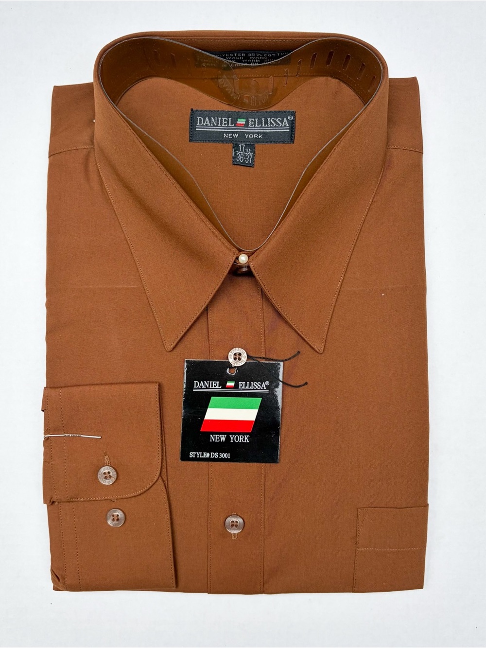 Daniel Ellissa Brown Long Sleeve Dress Shirt 17½ 36/37 NWT